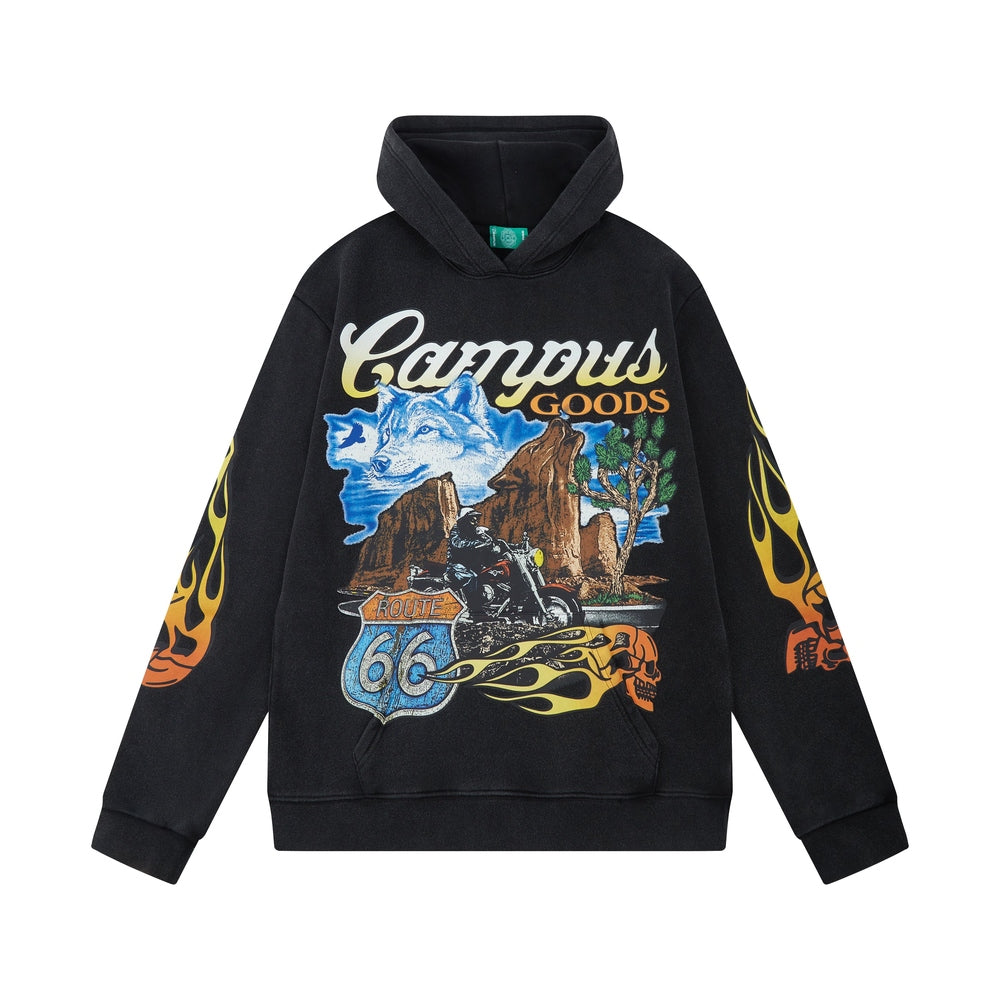 Road Trip Hoodie Vintage Wash (Black)